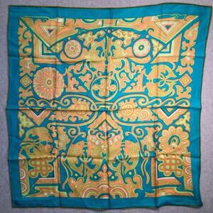 Hand Printed Silk Scarf 28”x28”